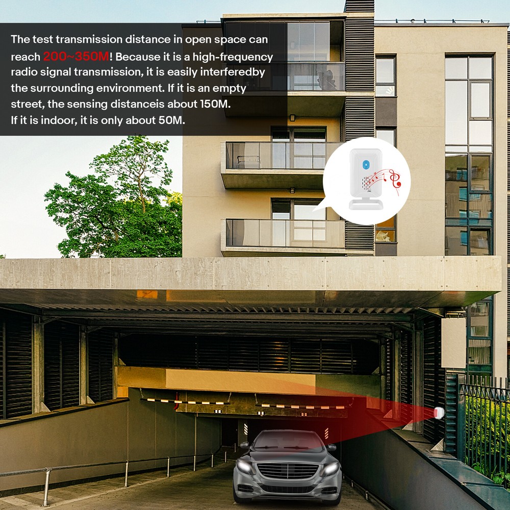 918ft Long Range Driveway Alarms Waterproof Wireless Motion Sensor with 2 Sensor