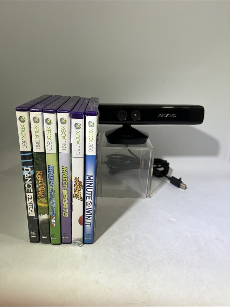 Microsoft Xbox 360 Kinect Sensor Bar W/6 Games Tested Bundle Lot #ML3