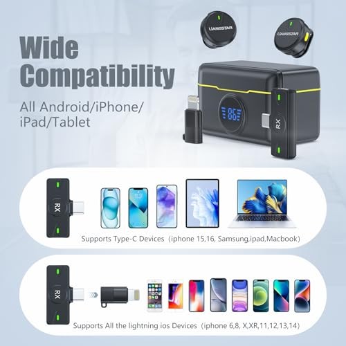 Wireless Lavalier Microphone for iPhone/Android, Mini Microphone with
