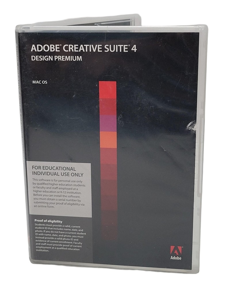 Adobe Creative Suite 4 CS4 Design Premium MAC OS Student Version W/ Product Code