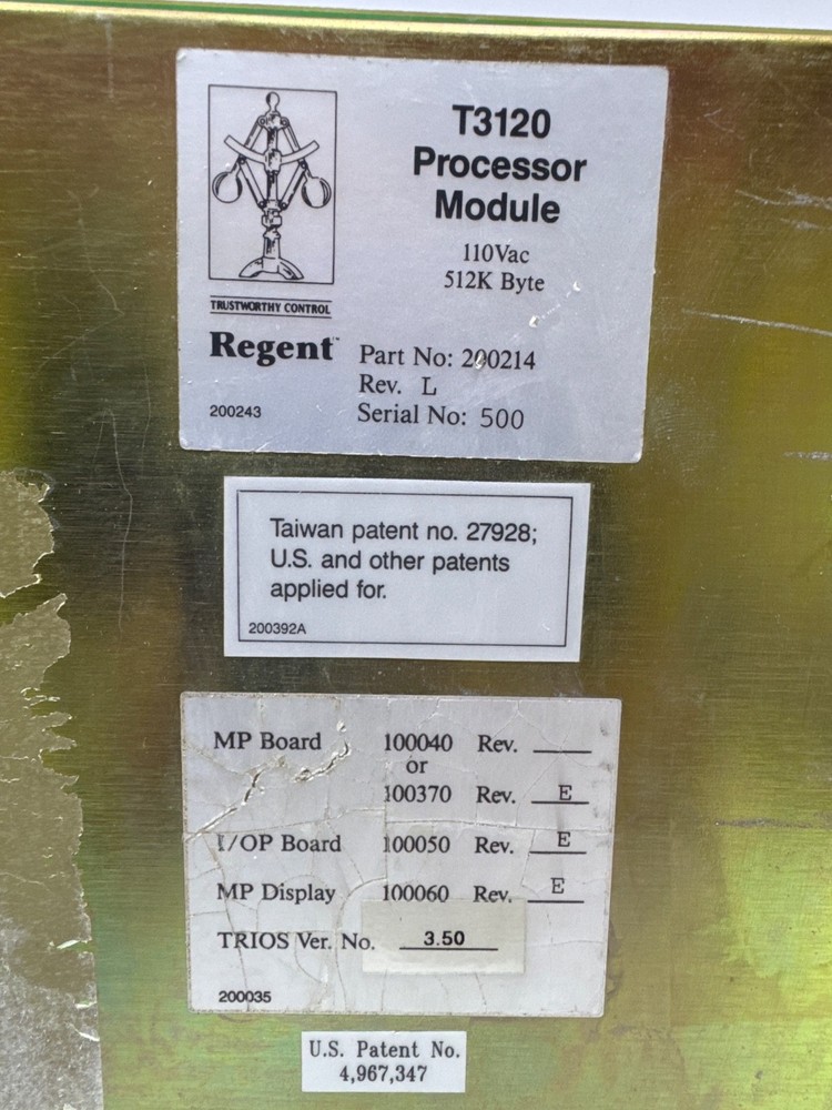 TRIPLEX T3120 Part No:200214 Rev: L REGENT PROCESSOR MODULE