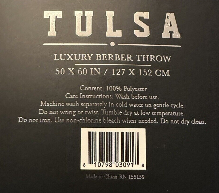 Tulsa Luxury Berber Throw / Blanket / Reversible