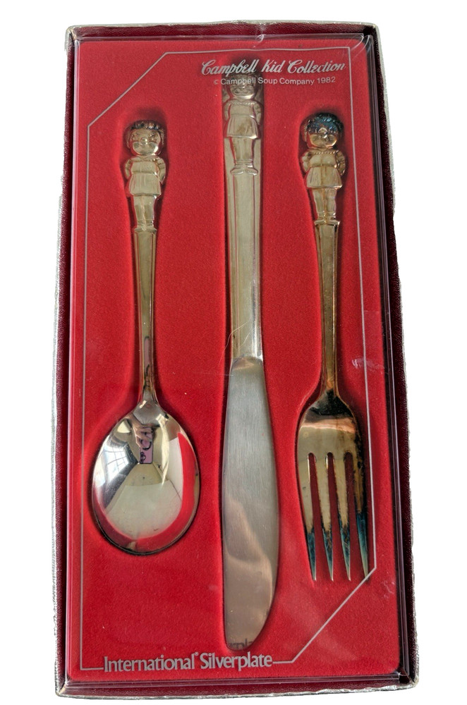 Vintage Campbell Soup Kid Collection Silverplate Flatware set - Fork, Spoon -c