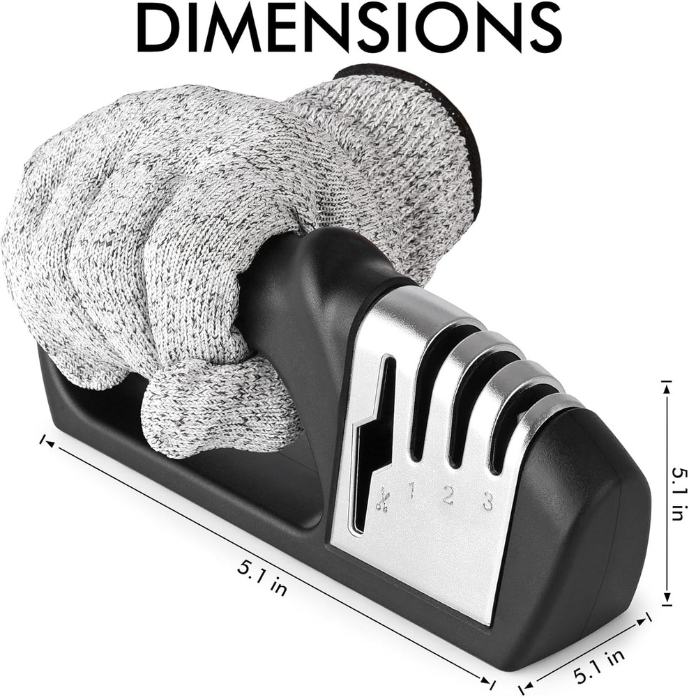 Knife Sharpener, 3 Stage Manual Sharpener for Sharpening Kitchen Knives