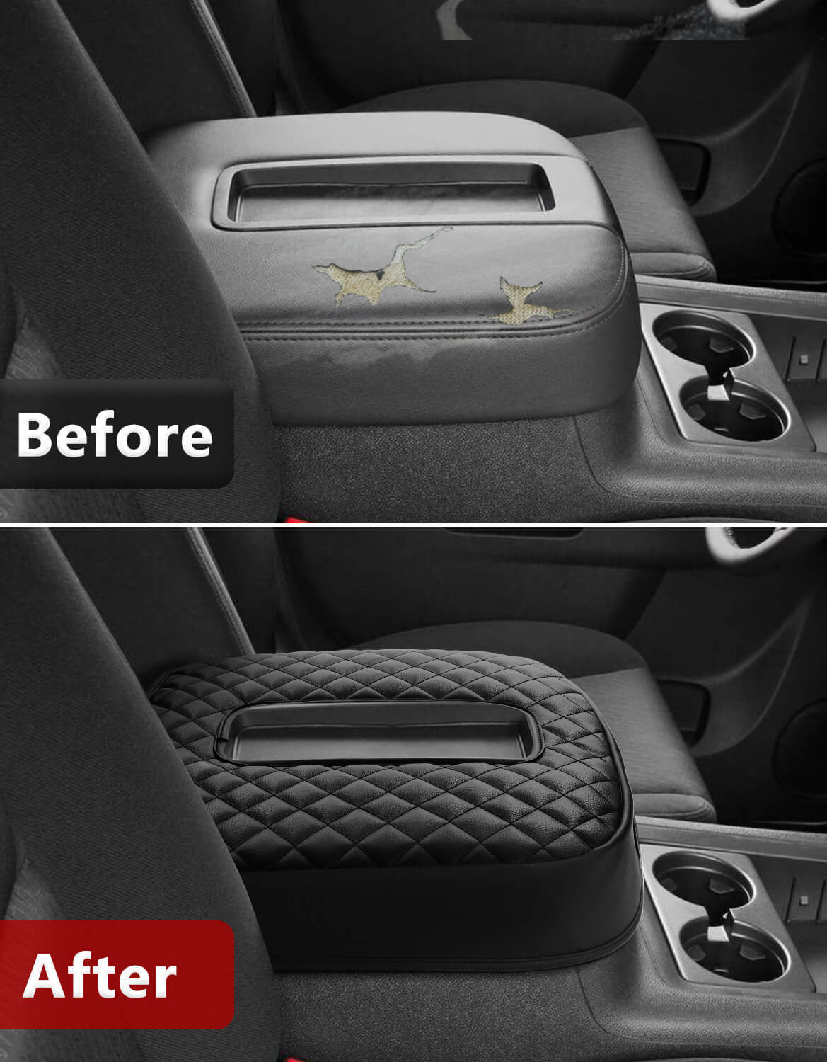 For GMC Sierra 2007-2014 Center Console Armrest Lid Leather Cover Cushion Pad