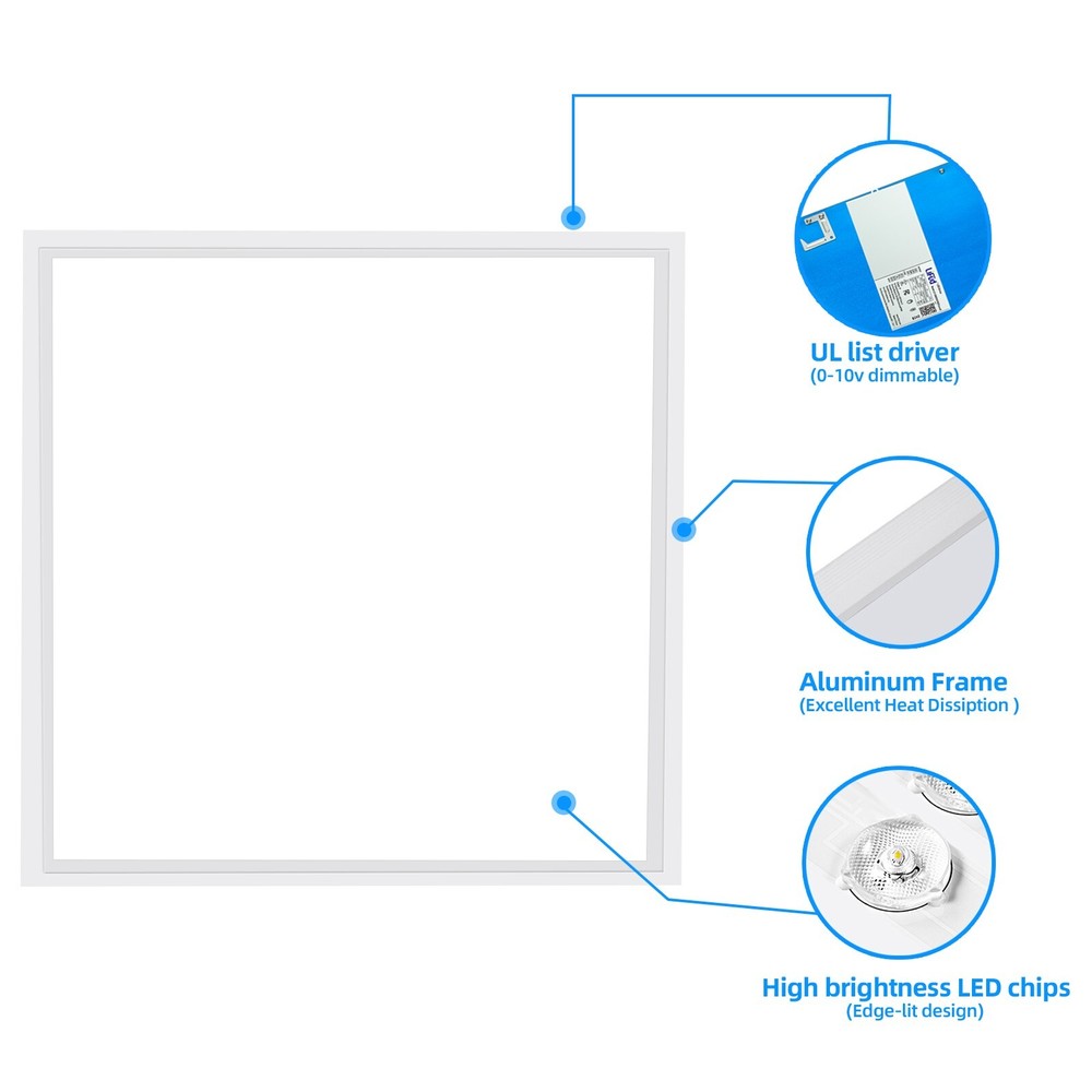 4 Pack 2X2 LED Panel for Drop-in Ceiling,45W 0-10V Dimmable Flat Backlit Fixture