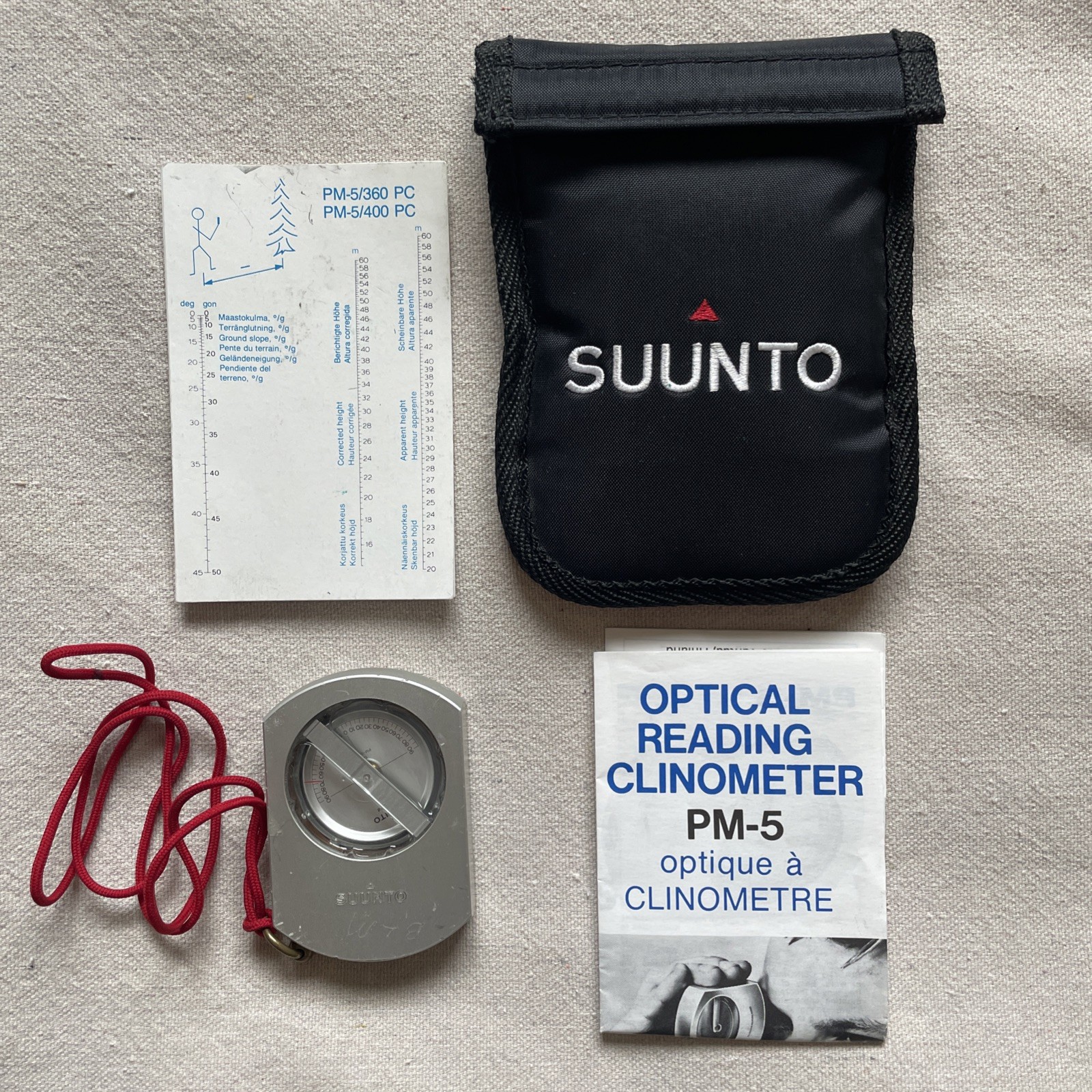 Suunto PM-5/360 PC Clinometer w/ Case Manual Instructions