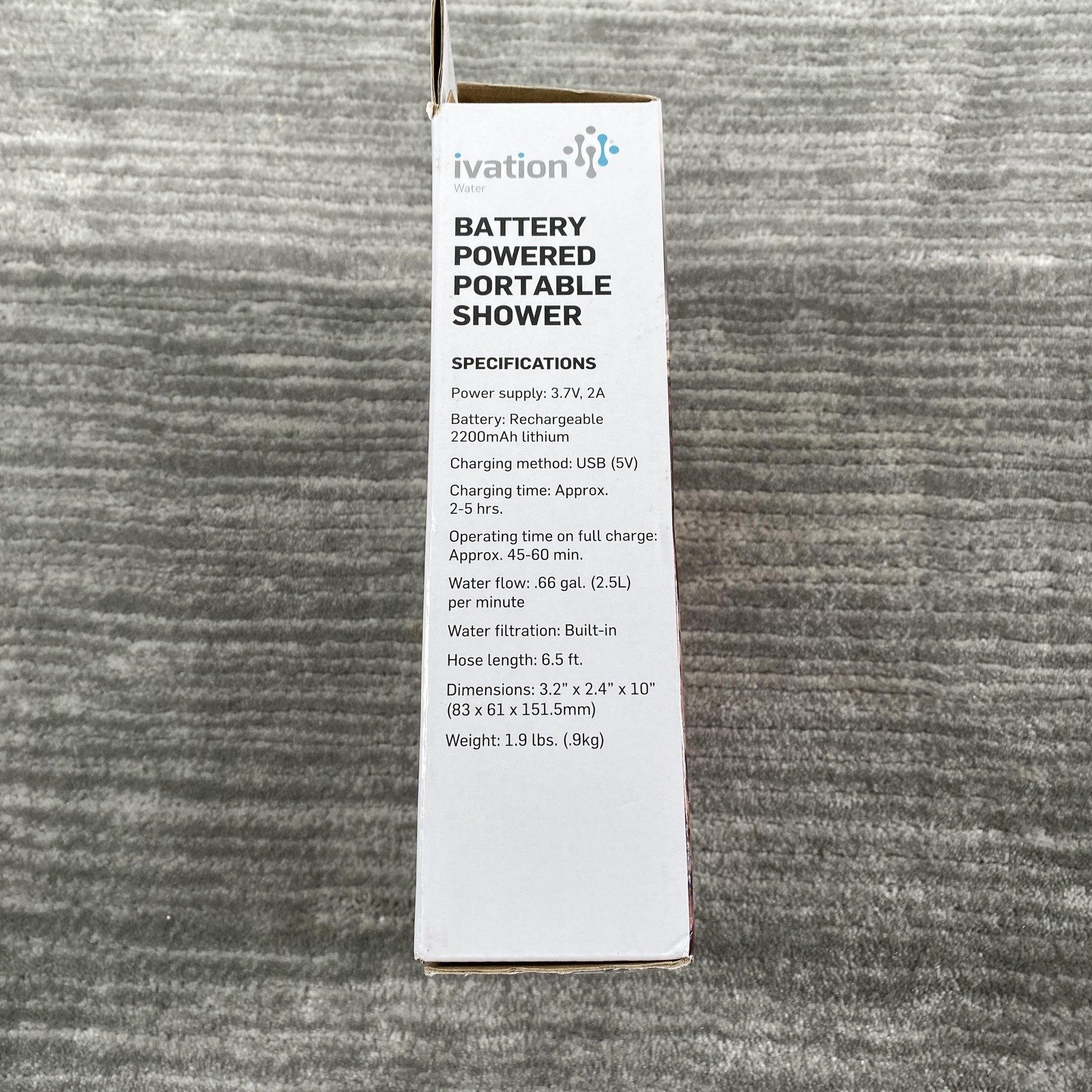 Ivation Battery Powered Portable Shower USB Rechargeable Camping Outdoor Travel