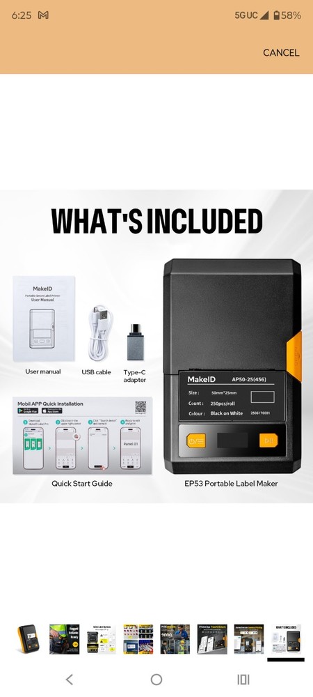 Makeid EP53 Portable Industrial Label Maker, 2" Print Head Bluetooth Label Pr...