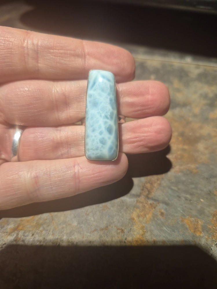 Genuine Large blue larimar ring