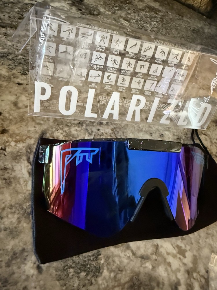 Pit Viper Cycling Sunglasses Polarized Blue Lens Black Shield