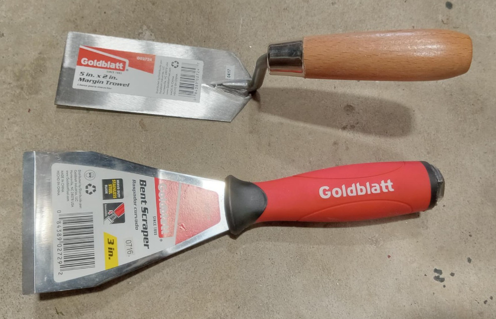 2PACK Goldblatt Bent Scraper & Margin Trowel 3in & 5in BUNDLE