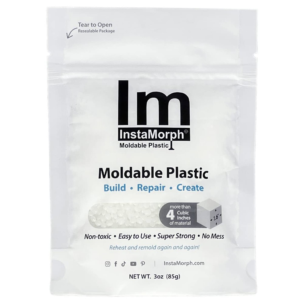 InstaMorph Reusable Moldable Plastic | Thermoplastic Beads, 3oz White