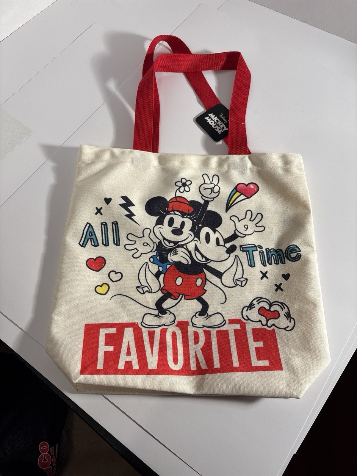 Disney Mickey Mouse Minnie Mouse Medium Tote Bag Cream Red Black Multicolor