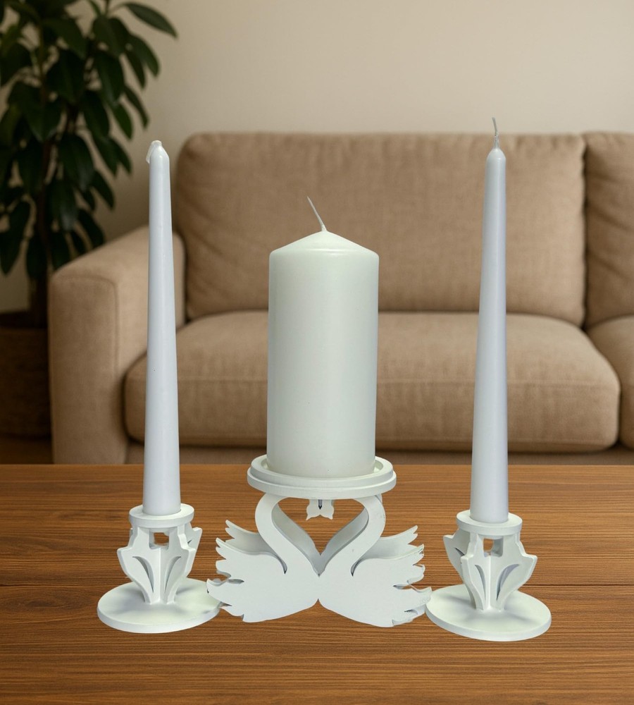 Wooden Unity Candle Holder – Solid Triple Candle Stand – Handcrafted