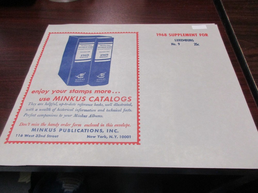 "MINKUS" 1968  SUPPLEMENT  LUXEMBOURG  #9  W/FREE SHIPPING!!!