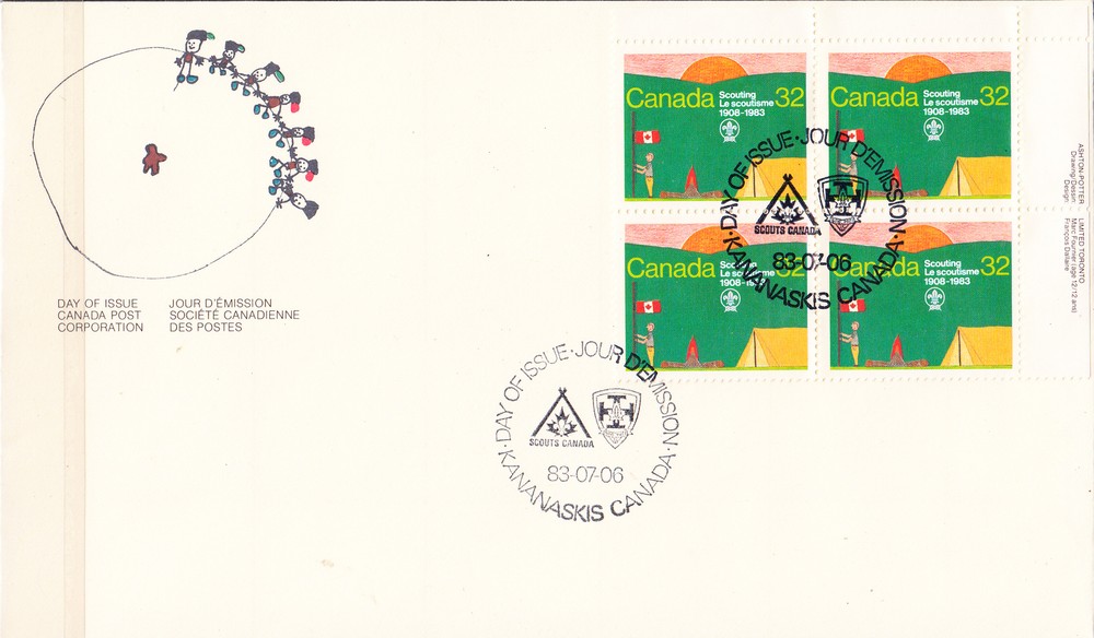 W CANADA 0993 BKUR FDC SCOUTING 75TH ANIVERSARY