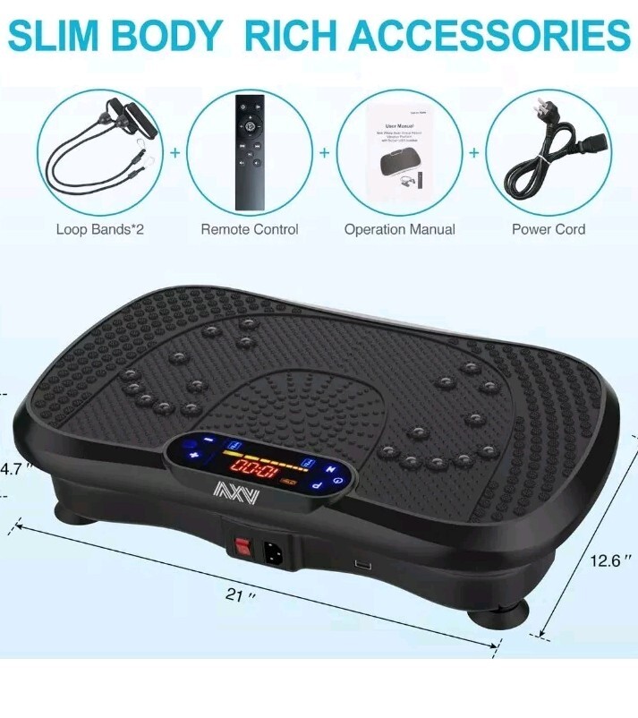 AXV FR-78 Bluetooth Vibration Plate Exercise Machine Massager Platform SILVER