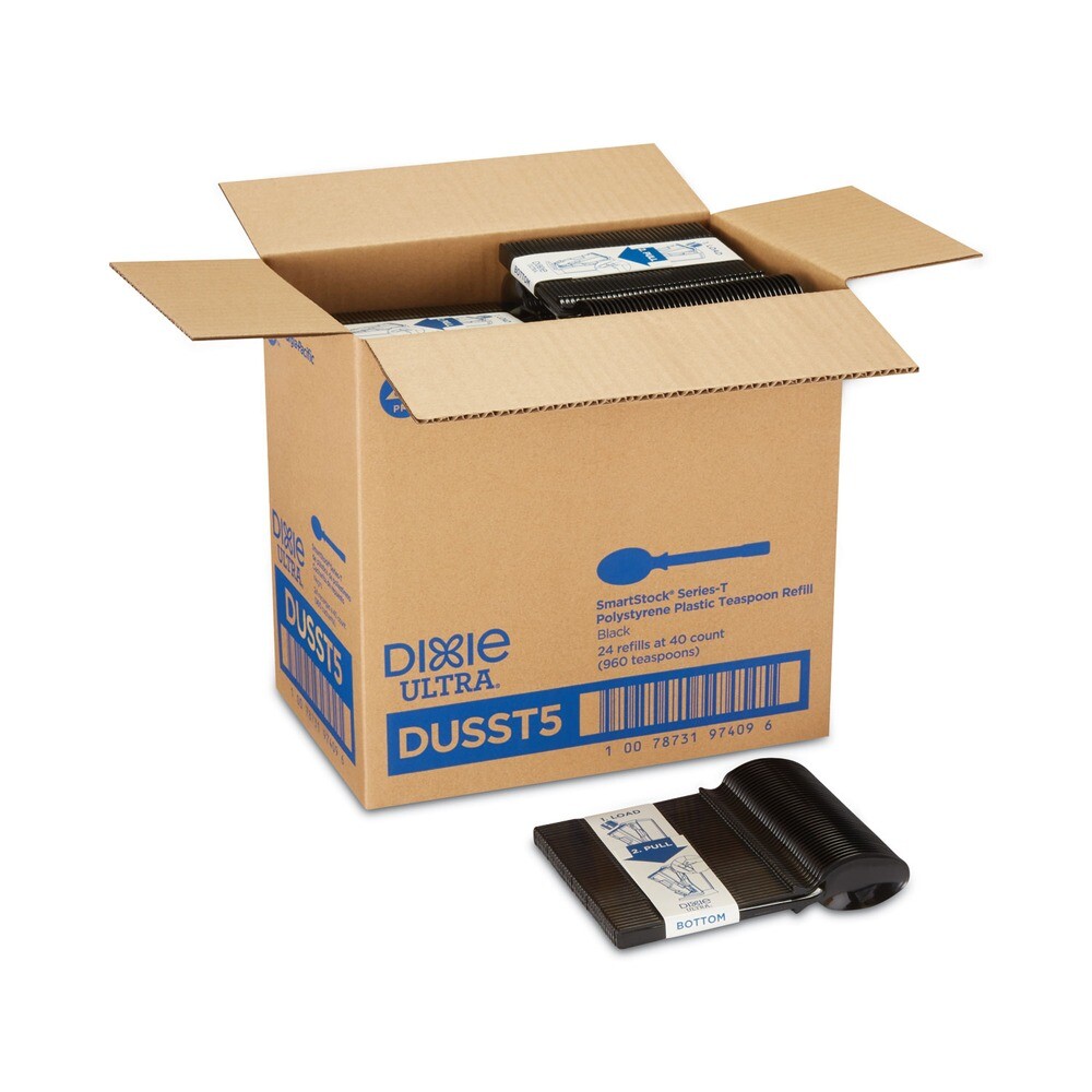 Dixie DUSST5 Teaspoons Tri-Tower Dispensing System Cutlery - BLK 960/CT New