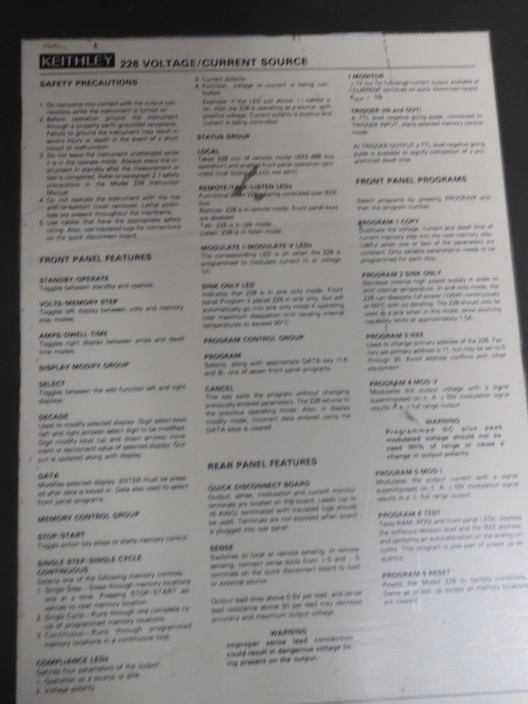 Keithley 228 Programmable Voltage Current Source - PD8