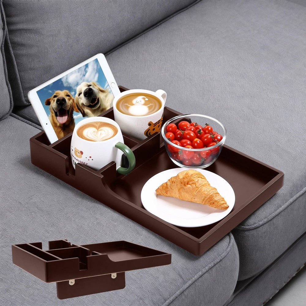 Couch Insert Tray, 2-in-1 Insert & Flat Sofa Organizer with 4 Compartments,Fi...