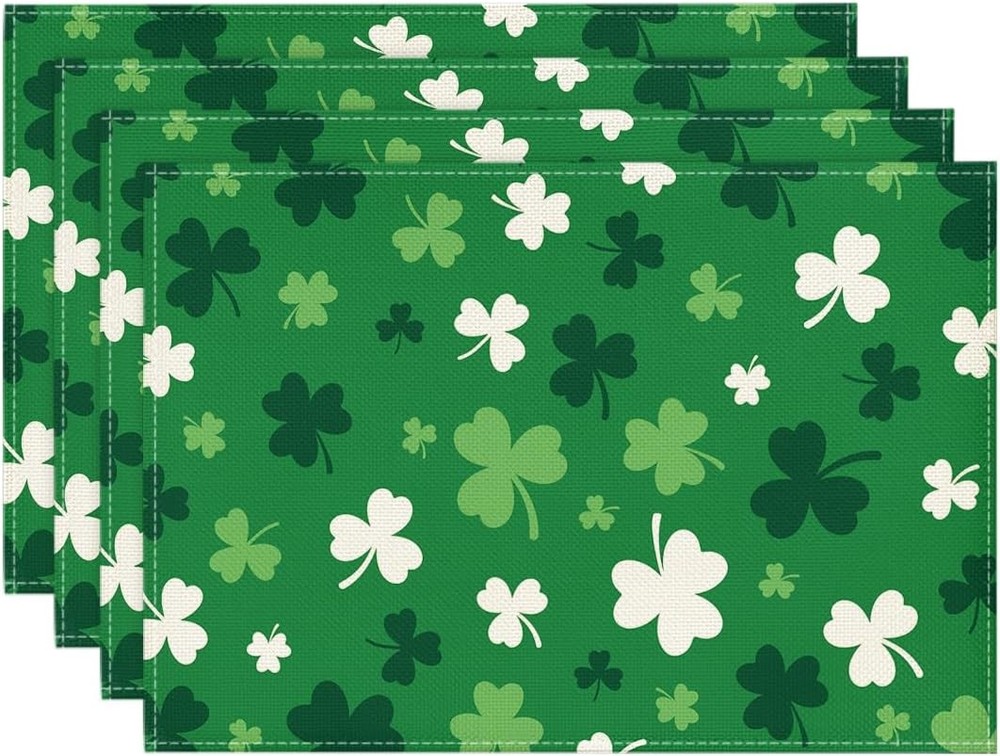Artoid Mode Green Shamrock St. Patrick's 12 x 18, Rectangular 4 Pcs,