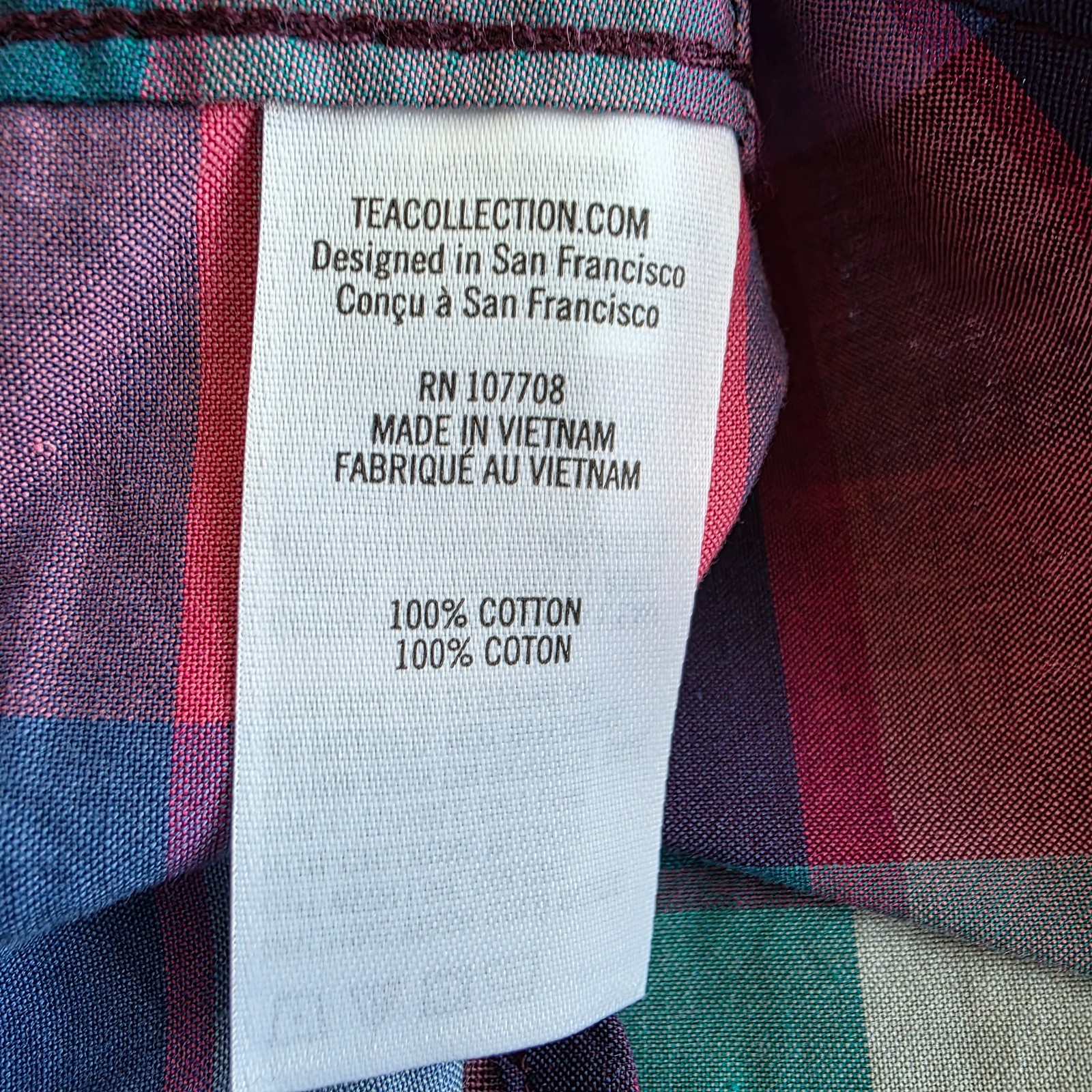 NEW Tea Collection Girl's Size 7 Dress 100% Cotton Plaid Pink Blue Button Front