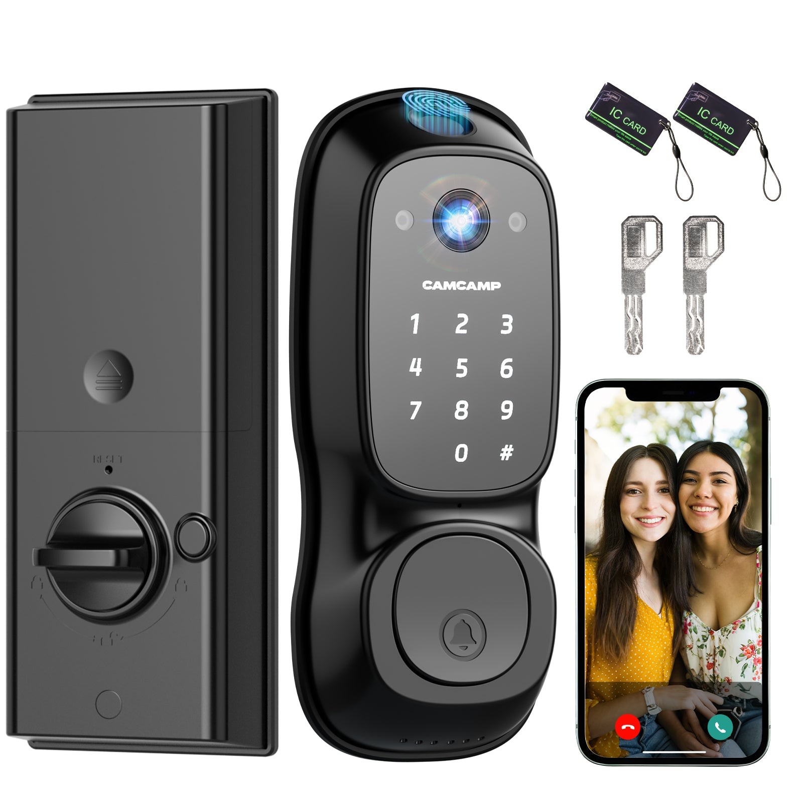3-in-1 WiFi Video Smart Lock Camera+Doorbell+Fingerprint Keyless Entry Door Lock