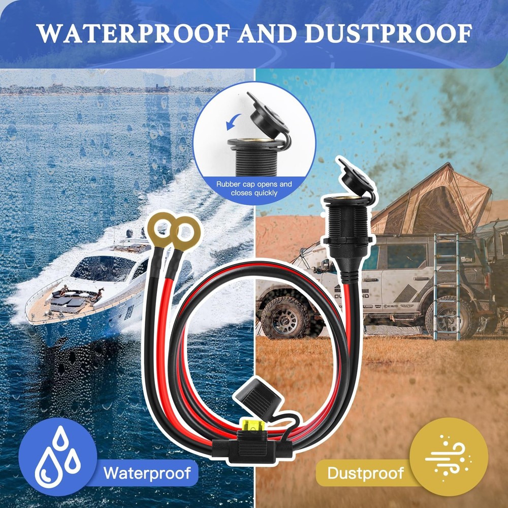 Cigarette Lighter Socket 4FT, 12V 13AWG&(4FT/1.2m)