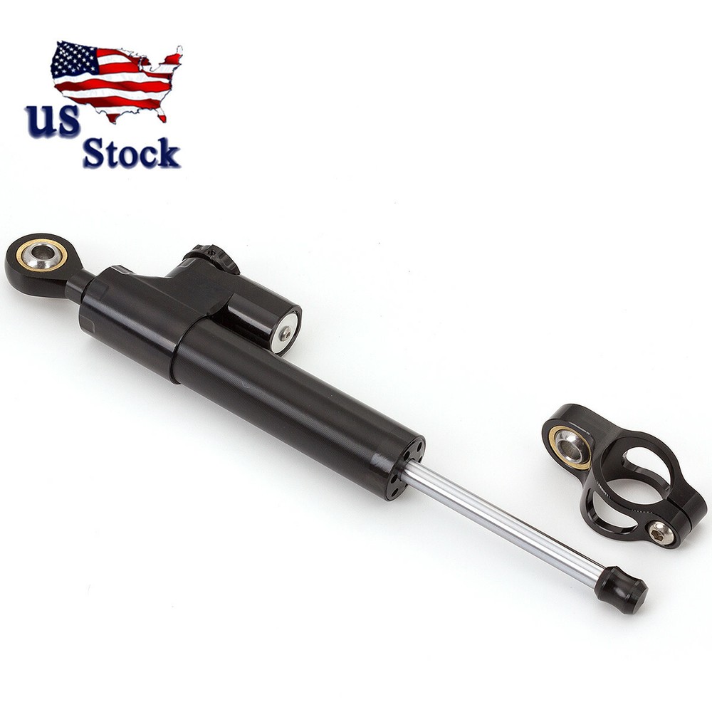 Aluminum Motorcycle Steering Damper Stabilizer Linear Reversed Control Black