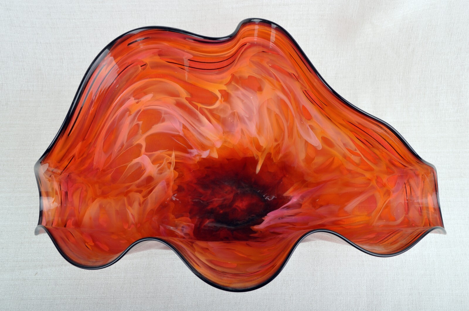 MERIDIAN STREET Art Glass Taco Shell Red/Salmon Hand Blown by John McDonald New