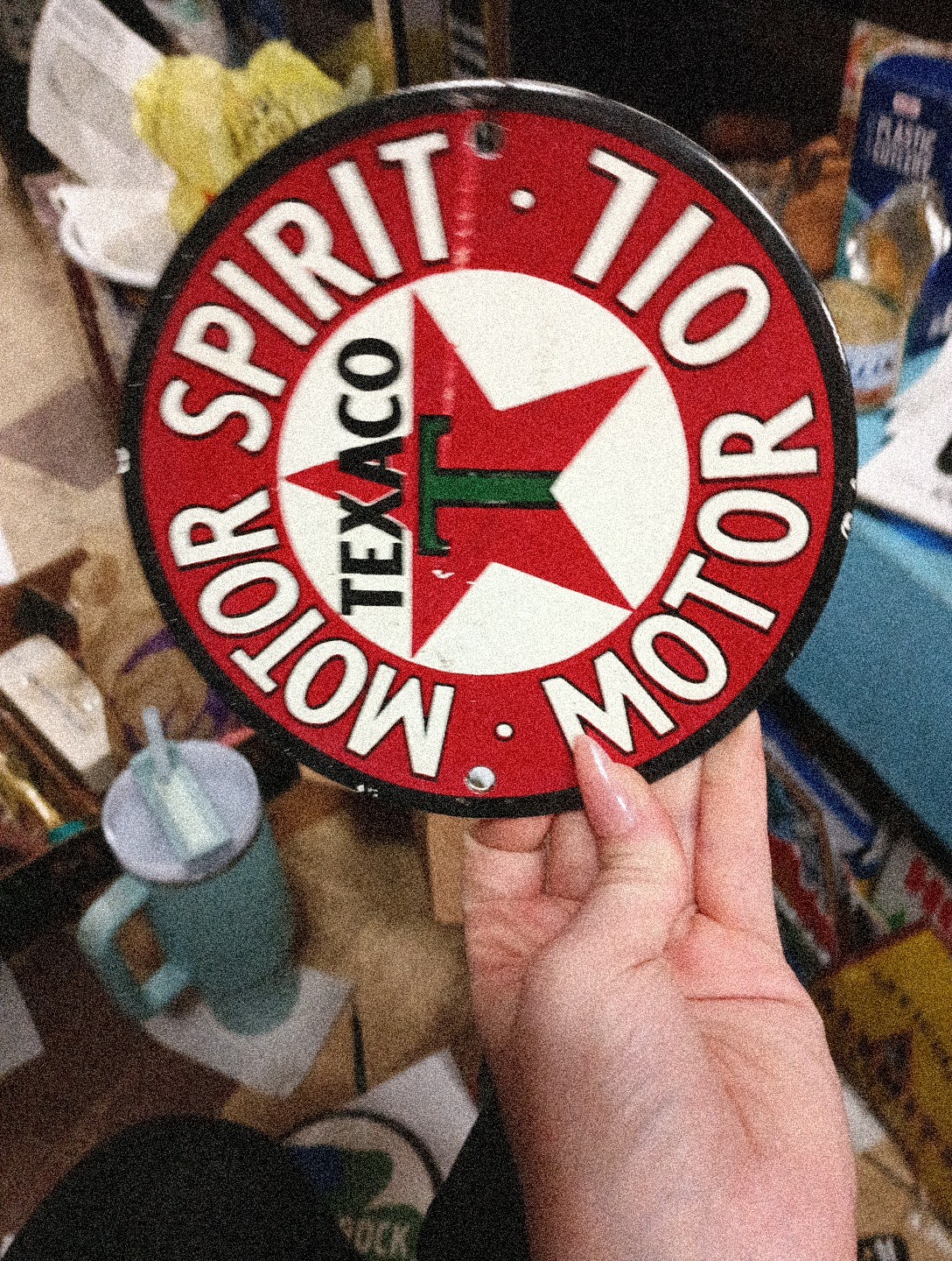 Round Porcelain Motor Spirit Texaco Motor Oil Sign