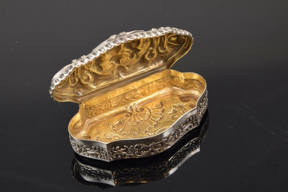 Carved silver box, 20th century.