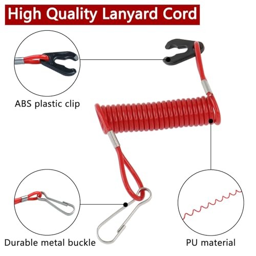 Boat Engine Safety Kill Stop Switch Connector Lanyard Tether, Replacement for 1