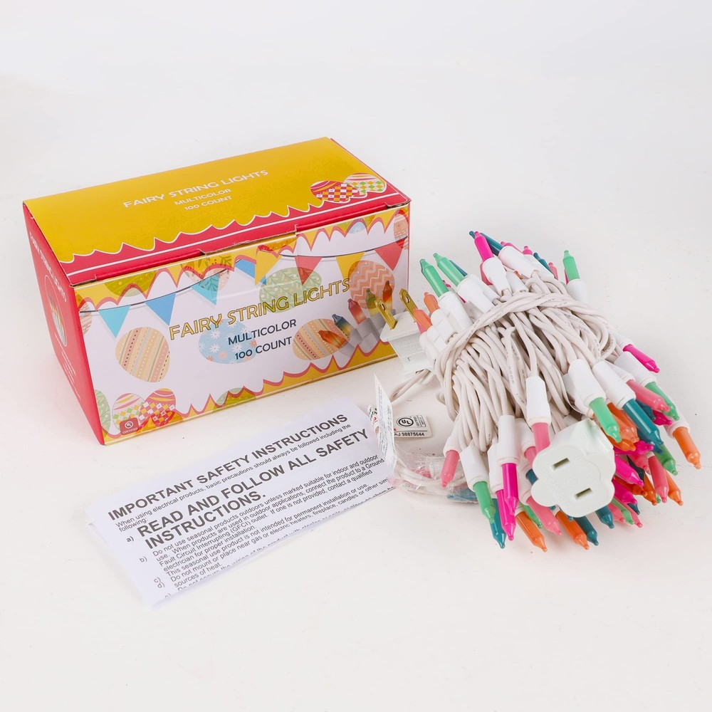 WATERGLIDE Easter String Lights, Christmas 100 Count, Multicolor, Multicolor