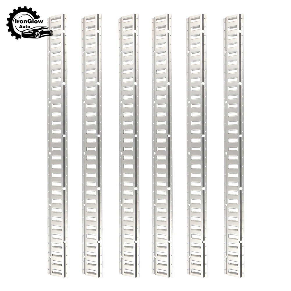 6-Pack Silver Zinc-Plated 5 Foot E Track Tie Down Rail For Cargo Securement