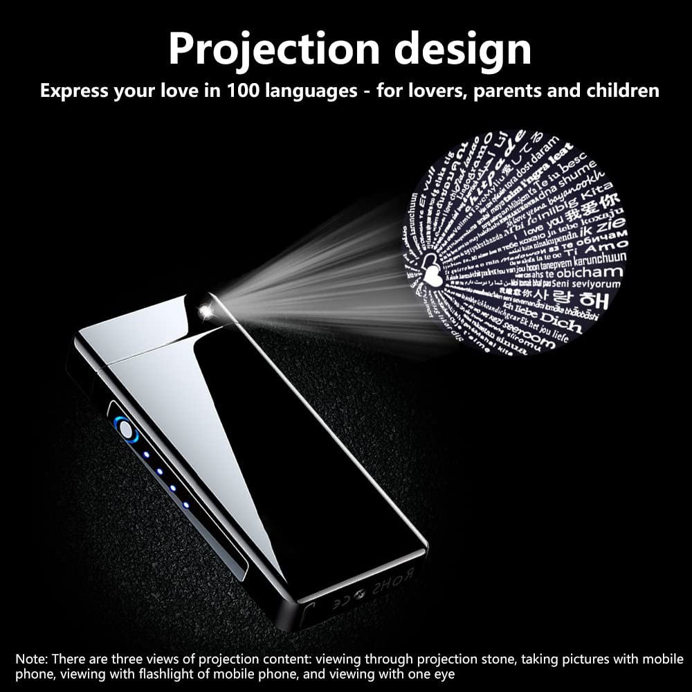 Lighter Rechargeable, Windproof Arc Lighter USB Plasma Lighters with Projecti...