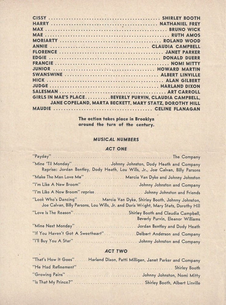 Shirley Booth "A TREE GROWS IN BROOKLYN" Johnny Johnston 1951 Opening Program