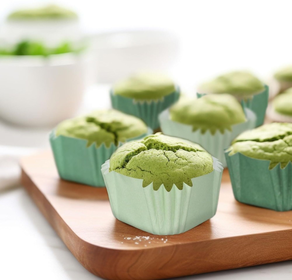 Whaline 450Pcs Gradient Green Mini Square Cupcake Liners Sage