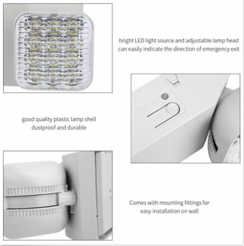 6 Pack LED Emergency Exit Light Adjustable 2 Head With Battery Back-up UL 924