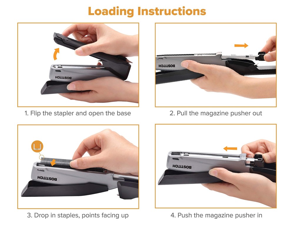 Bostitch Easy Squeeze Stapler Gray 20 Sheets Capacity Ergonomic Design Jam Free