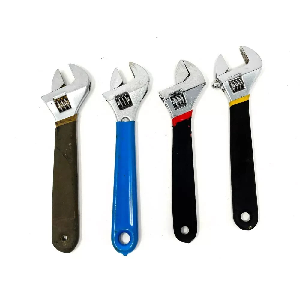 4 Pcs Assorted 8 in Adjustable Wrenches Tool Set, Rubber Grip