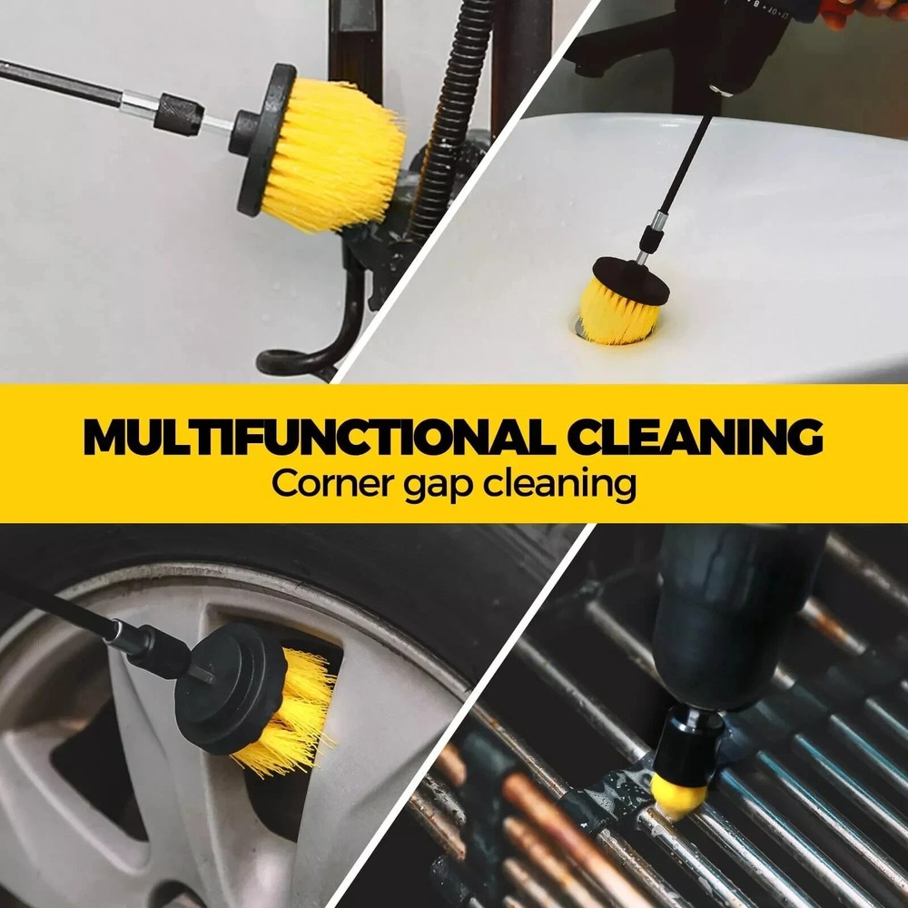 6 Pack Drill Brush Attachment Scrubber Brushes Set Kit with Adapter