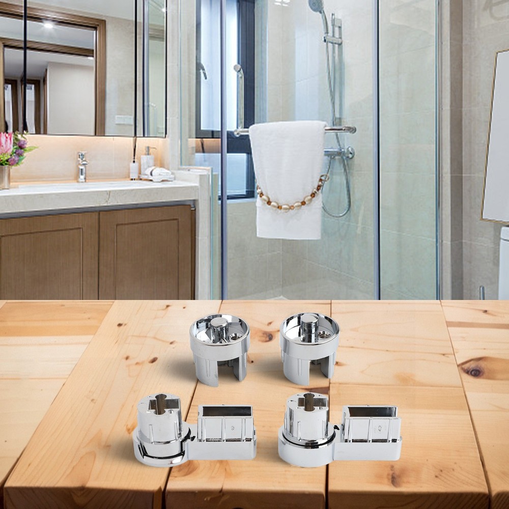 1 Set Bath Hinge Brackets Shower Screen Hinges ABS Chrome Plating Shower Holder
