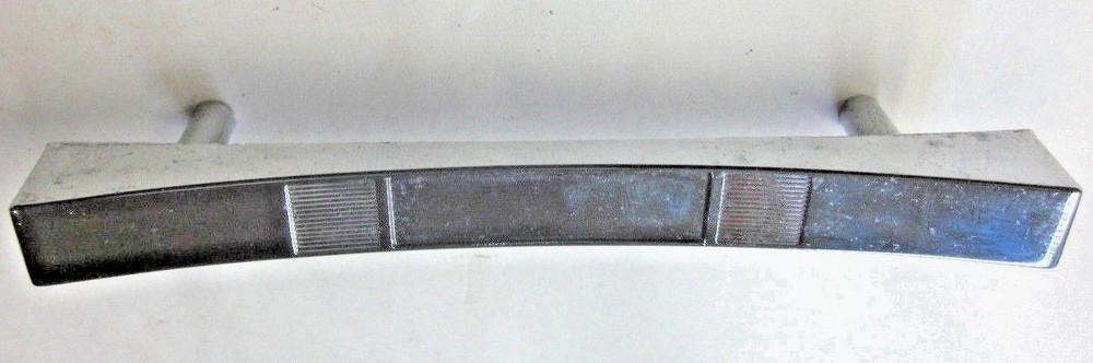 Drawer Cabinet Door Pull Handle Chrome Repurposed Concave Ribbed 4" Centers MCM