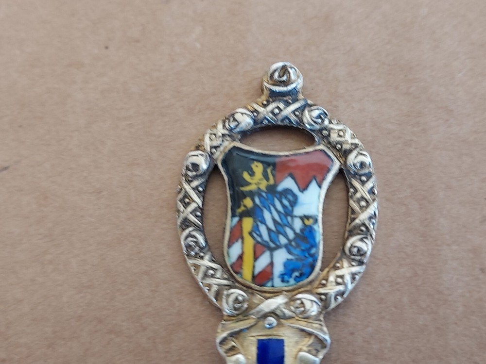 Antique 800 Solid Silver Enamel Decorated Bavaria Spoon Hallmarked