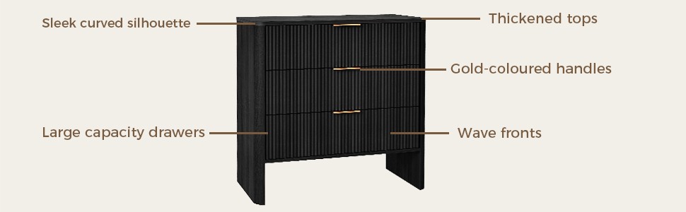 Modern Wavy Pattern Drawer Cabinet For Bedroom Hallway