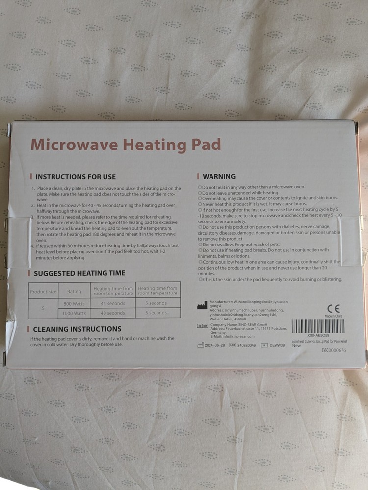 comfheat microwave heating pad