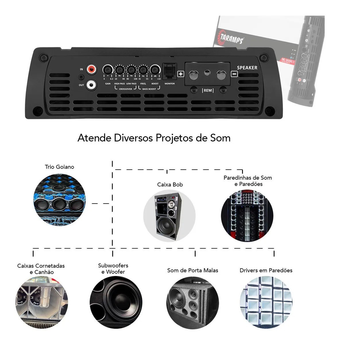 Taramps MD 8000.1 1 Ohm Amplifier 8000 Watts RMS Class D 1 Channel