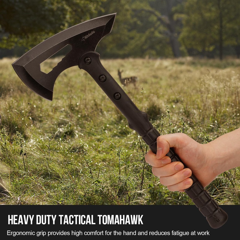 Tactical Tomahawk, Throwing Axe with Sheath, Camping Hatchet with Spike, Nylo...